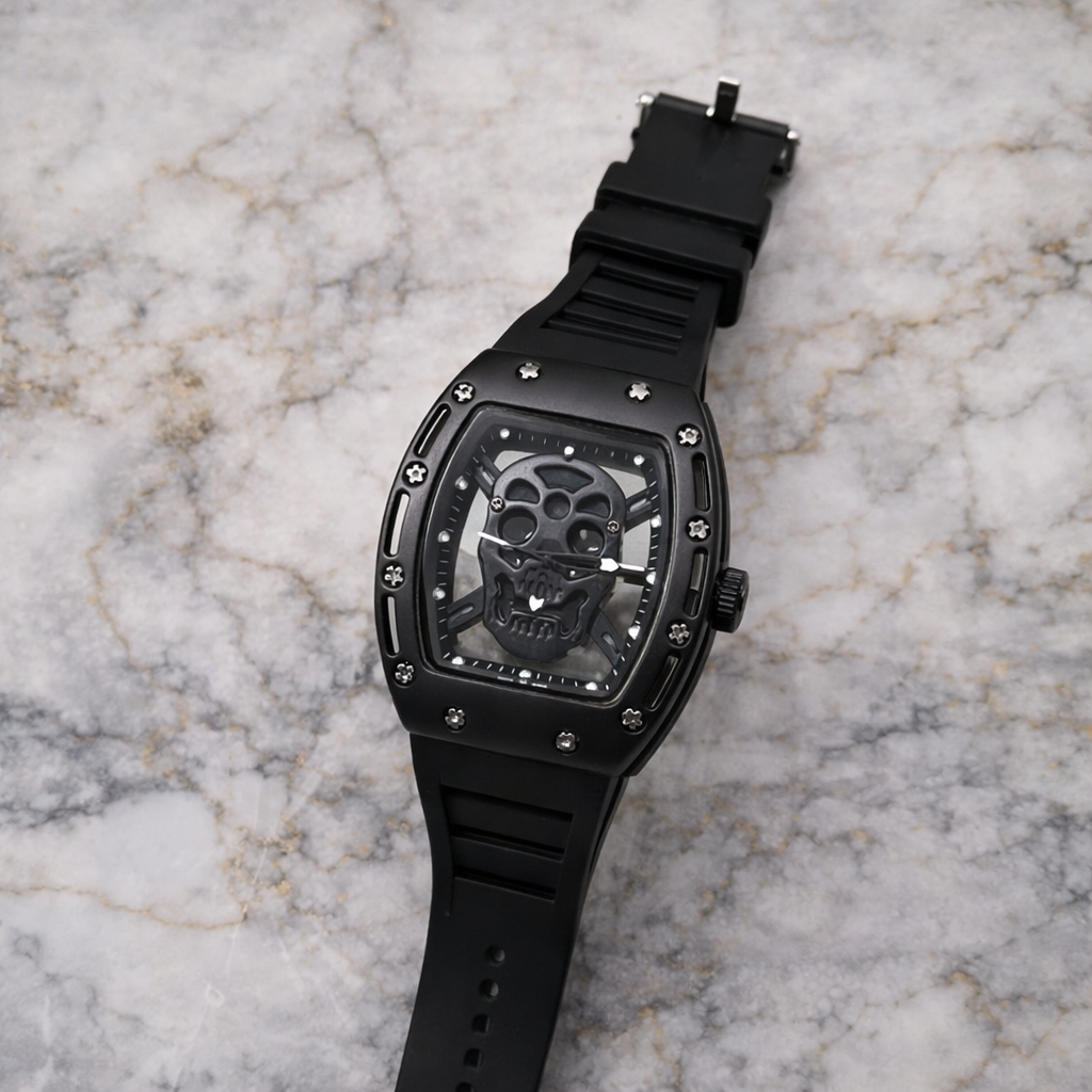 Skull Skeleton Matte Sport Watch – (Black)