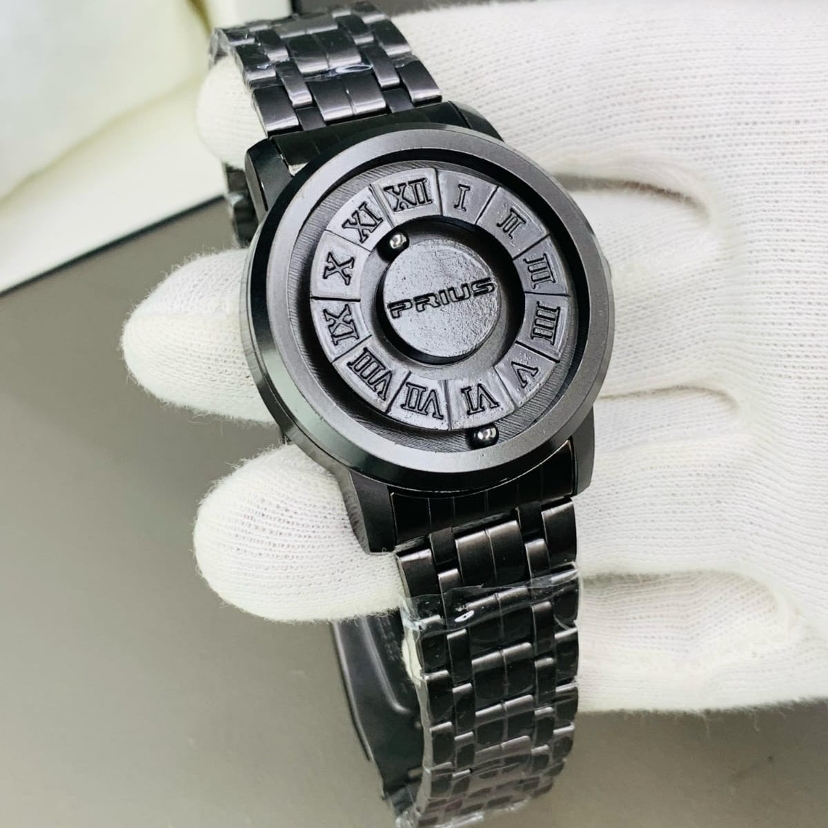 Black Stainless Steel Magnetic Ball Watch